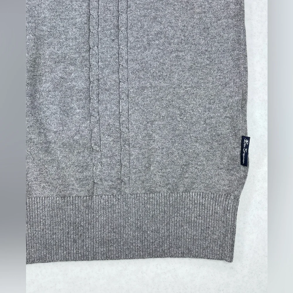 Ben Sherman Men’s Gray Long Sleeve Button Collar Pullover Sweater. Medium - Picture 4 of 9